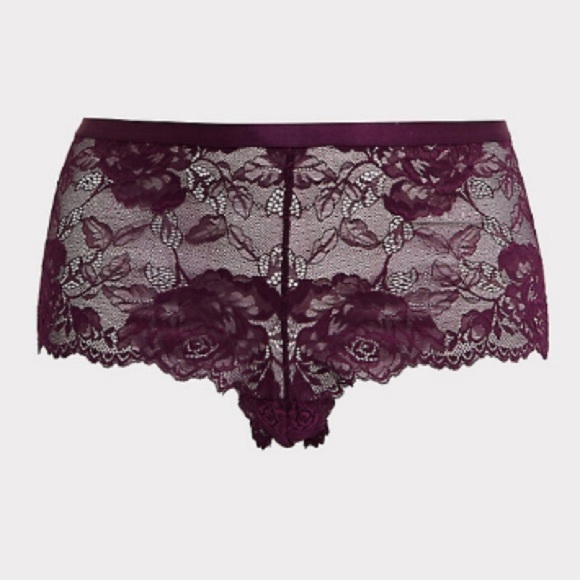 3 for $30 Panty Sale  GRAPE PURPLE LACE LATTICE CHEEKY SHORT -2X 0102 - Picture 1 of 6